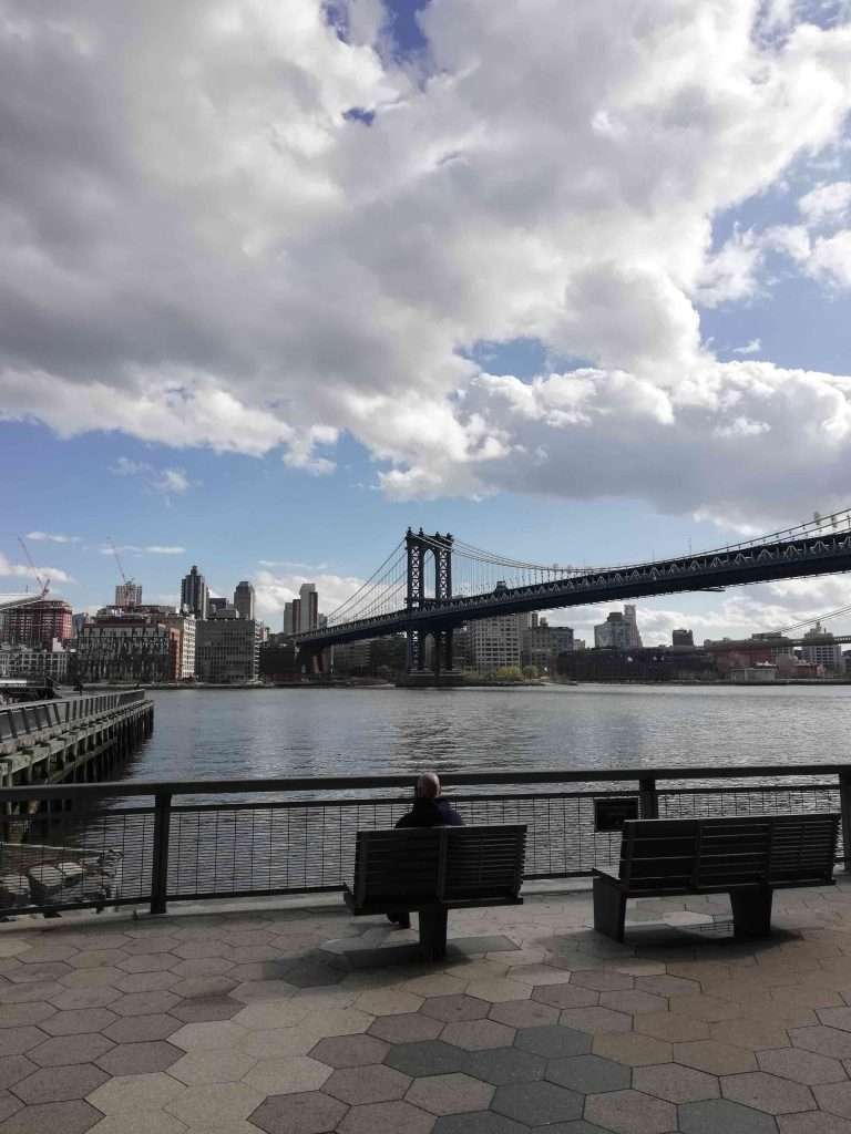Man sitting alone at East River Park
