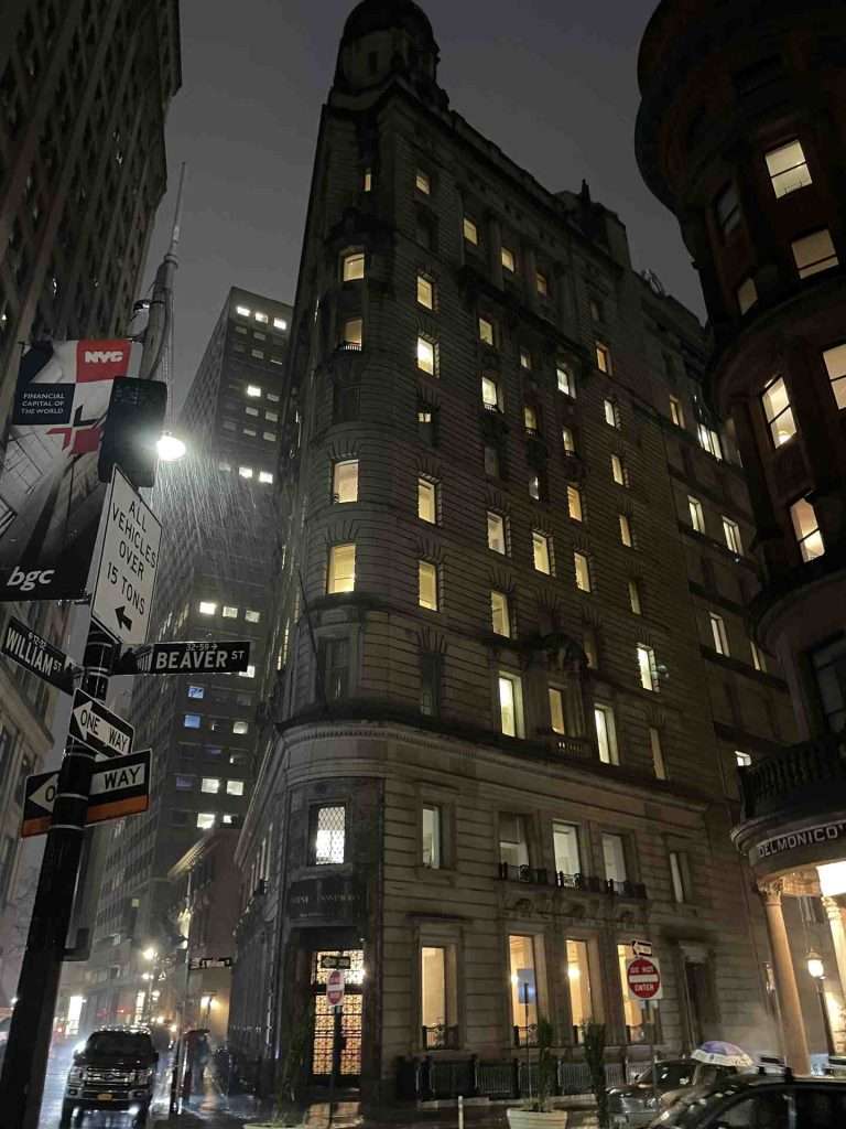 NYC architecture during the rain