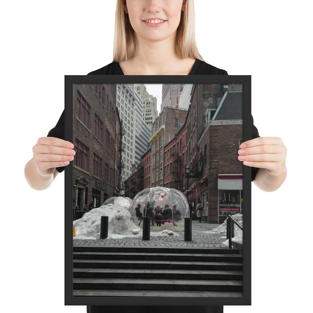 Outdoor eating bubbles-Igloos Framed poster